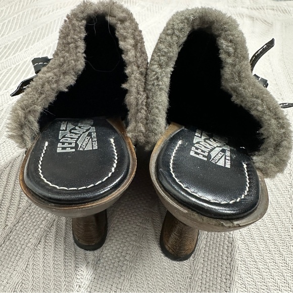 Salvatore Ferragamo dark brown leather studded mule clogs, size 8, wedge - Picture 4 of 15